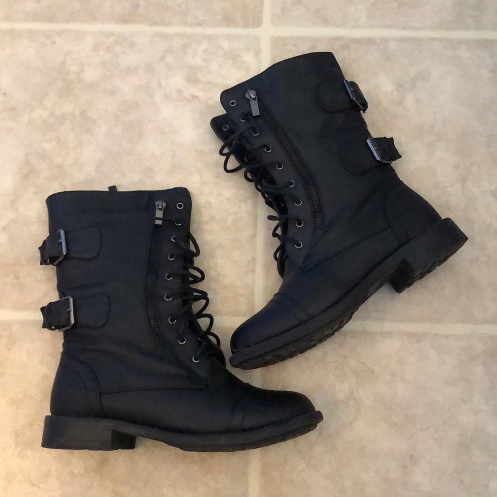 Black combat boots